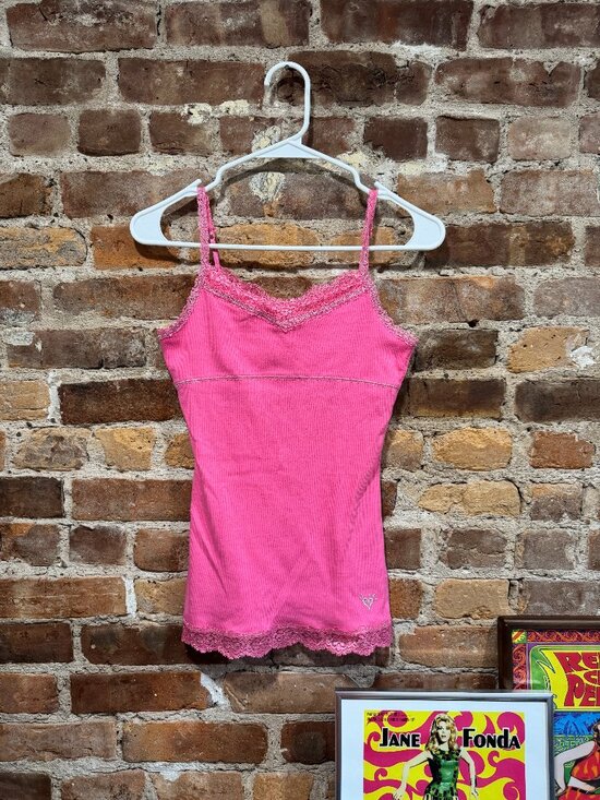 Justice Tops - 2010 JUSTICE PINK LACE TANK TOP